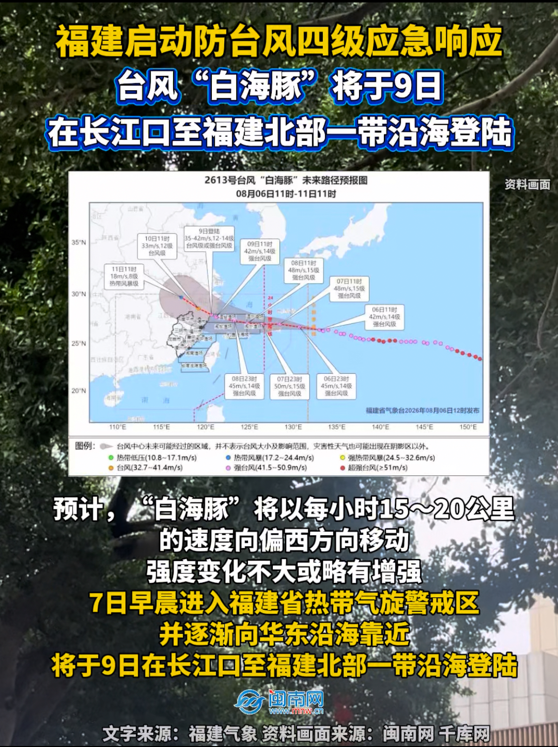 福建启动防台风四级应急响应！台风“白海豚”将于9日在长江口至福建北部一带沿海登陆