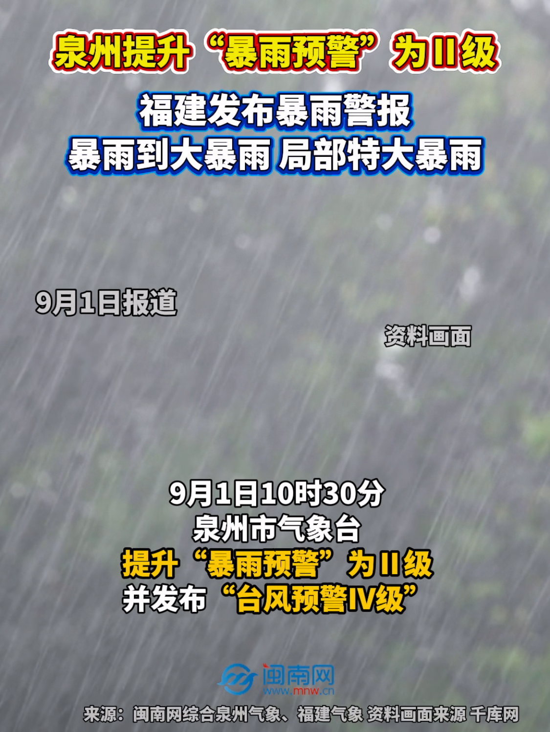 泉州提升“暴雨预警”为Ⅱ级！福建发布暴雨警报：暴雨到大暴雨，局部特大暴雨