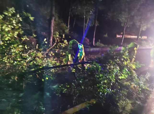 暴雨中的“荧光绿” 泉州交警全力防汛护平安