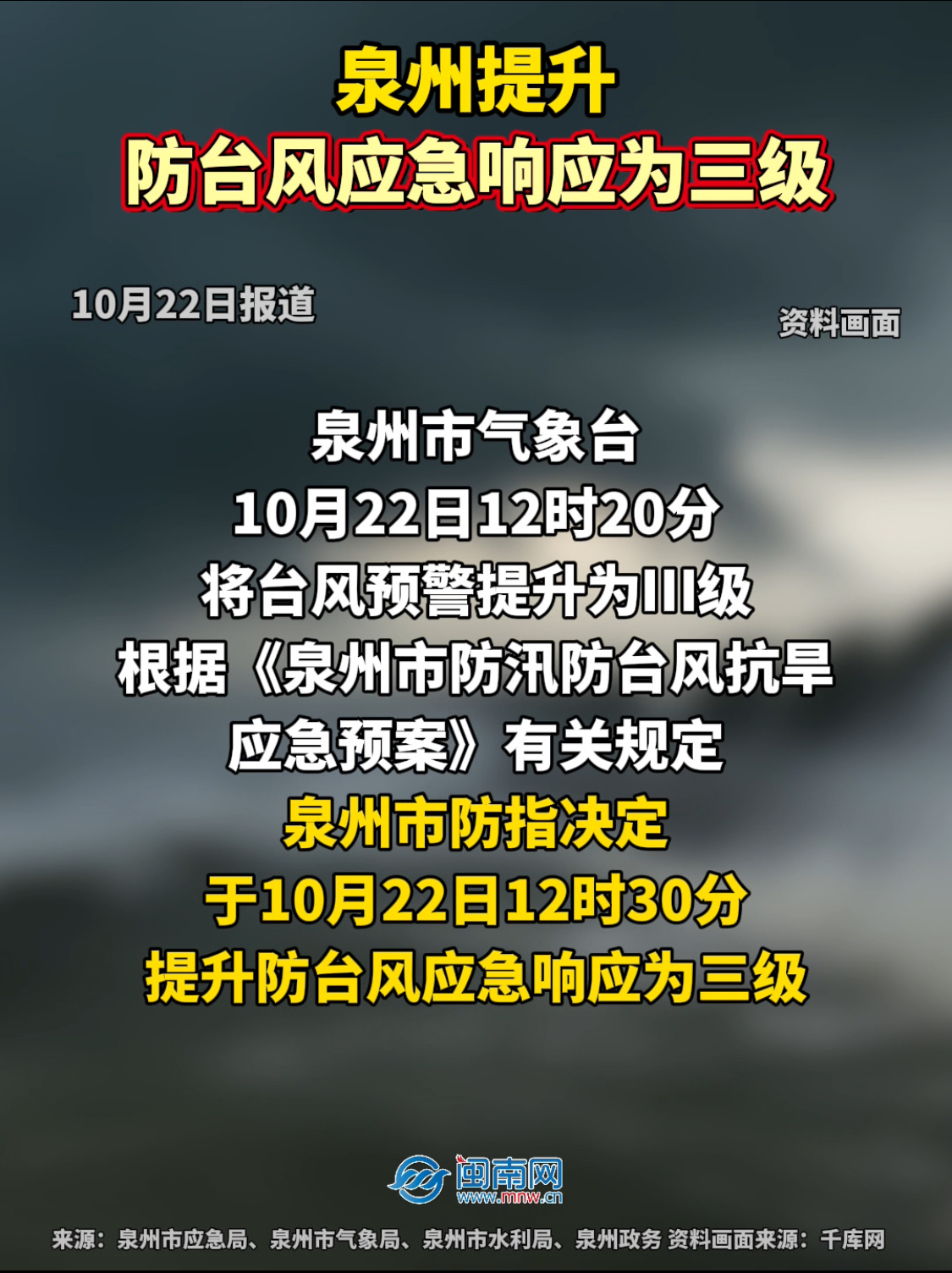 泉州提升防台风应急响应为三级