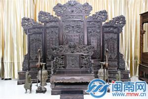 古代紫檀 九五至尊屏风、龙椅