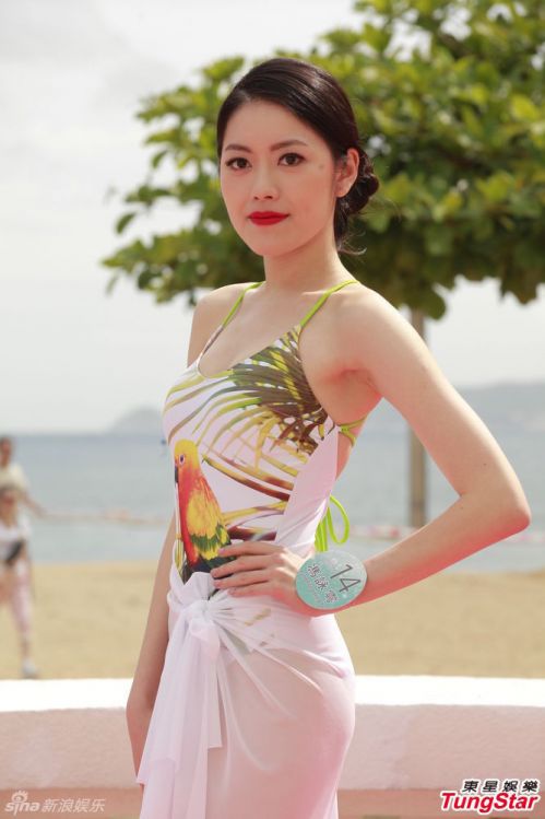 2014香港小姐16强首度泳装亮相 薄纱衬裙半透性感现身组图