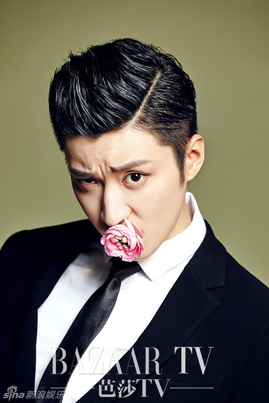 乔任梁西装绅士唇撷月季媚笑诱惑芭莎时尚大片尽显型男魅力