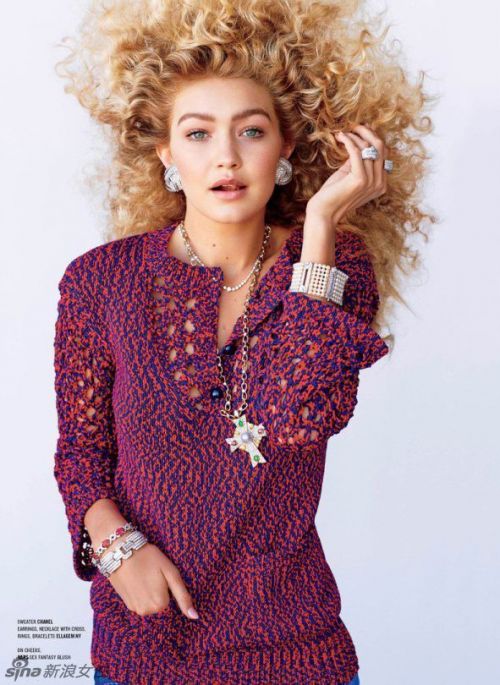 超模gigi吉吉·哈迪德爆炸头写真大片 真空上阵大秀傲人美乳